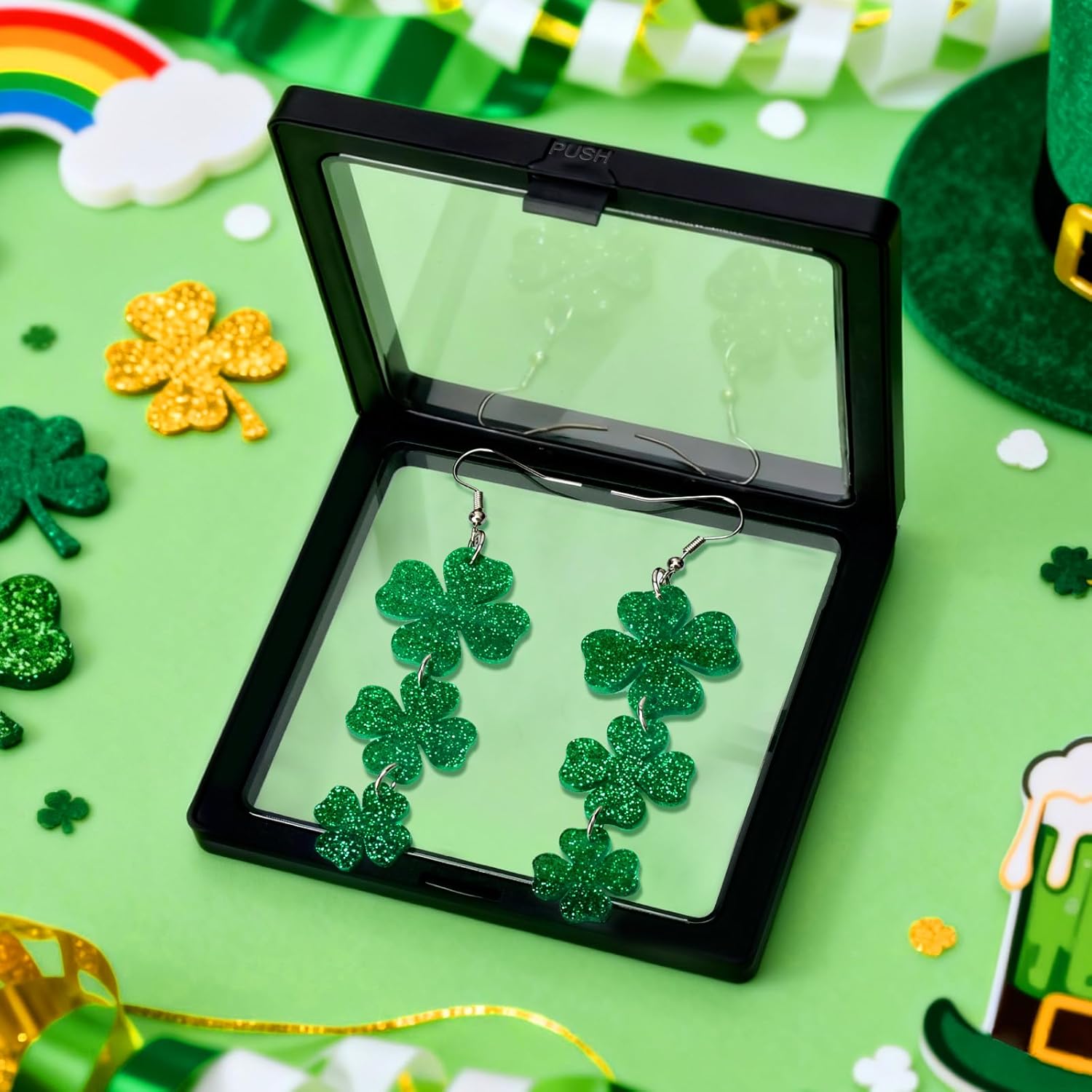 St_Patricks_Day_Accessories_Earrings_for_Women:_Green_Shamrock_Dangle_Earrings,_Good_Luck_Shirt,_Irish_Party_Favor_Gift