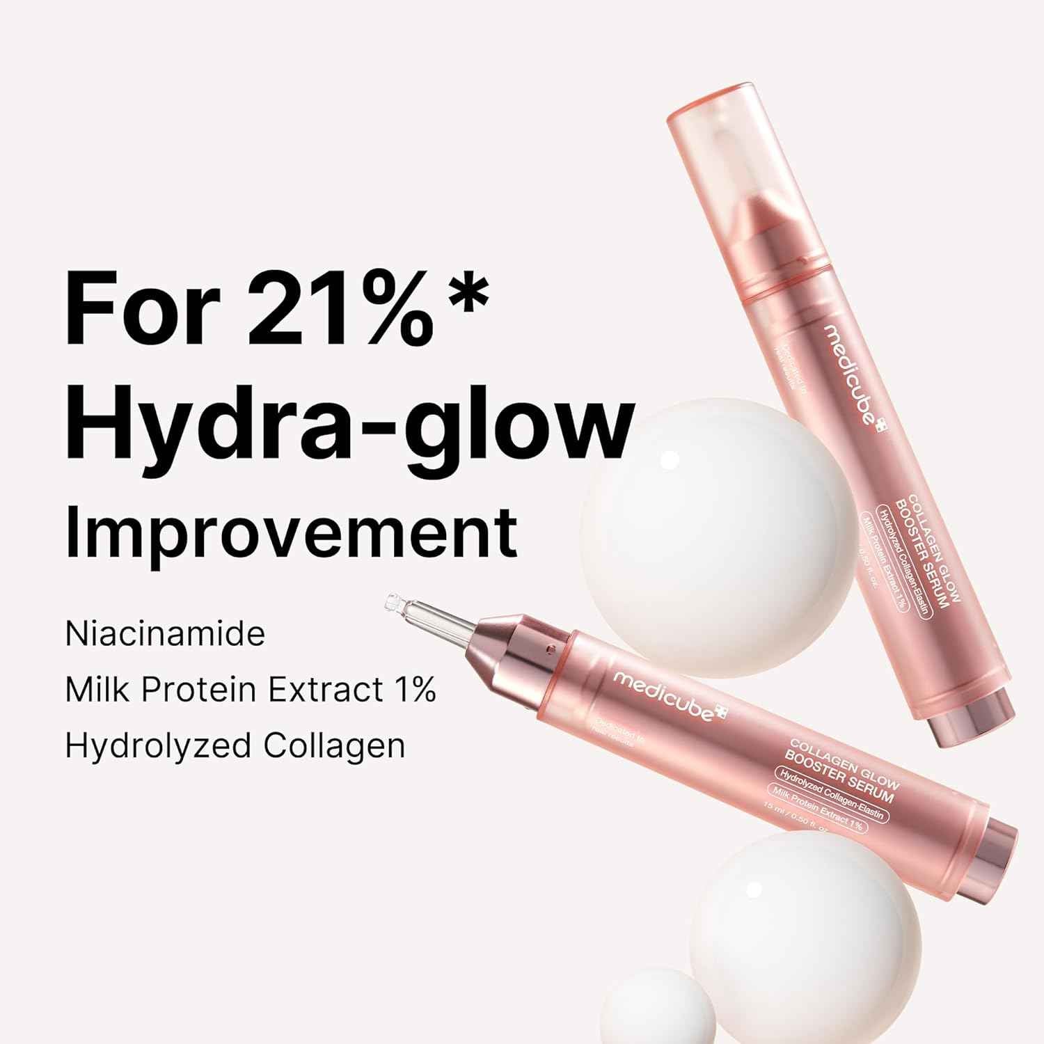 Medicube Collagen Glow Booster Milk Serum - Twist & Click - Radiance & Hydration with Niacinamide, Milk Protein Extract, Hydrolyzed Collagen - Illuminates & Firms Skin - Korean Skin Care, 0.50 oz