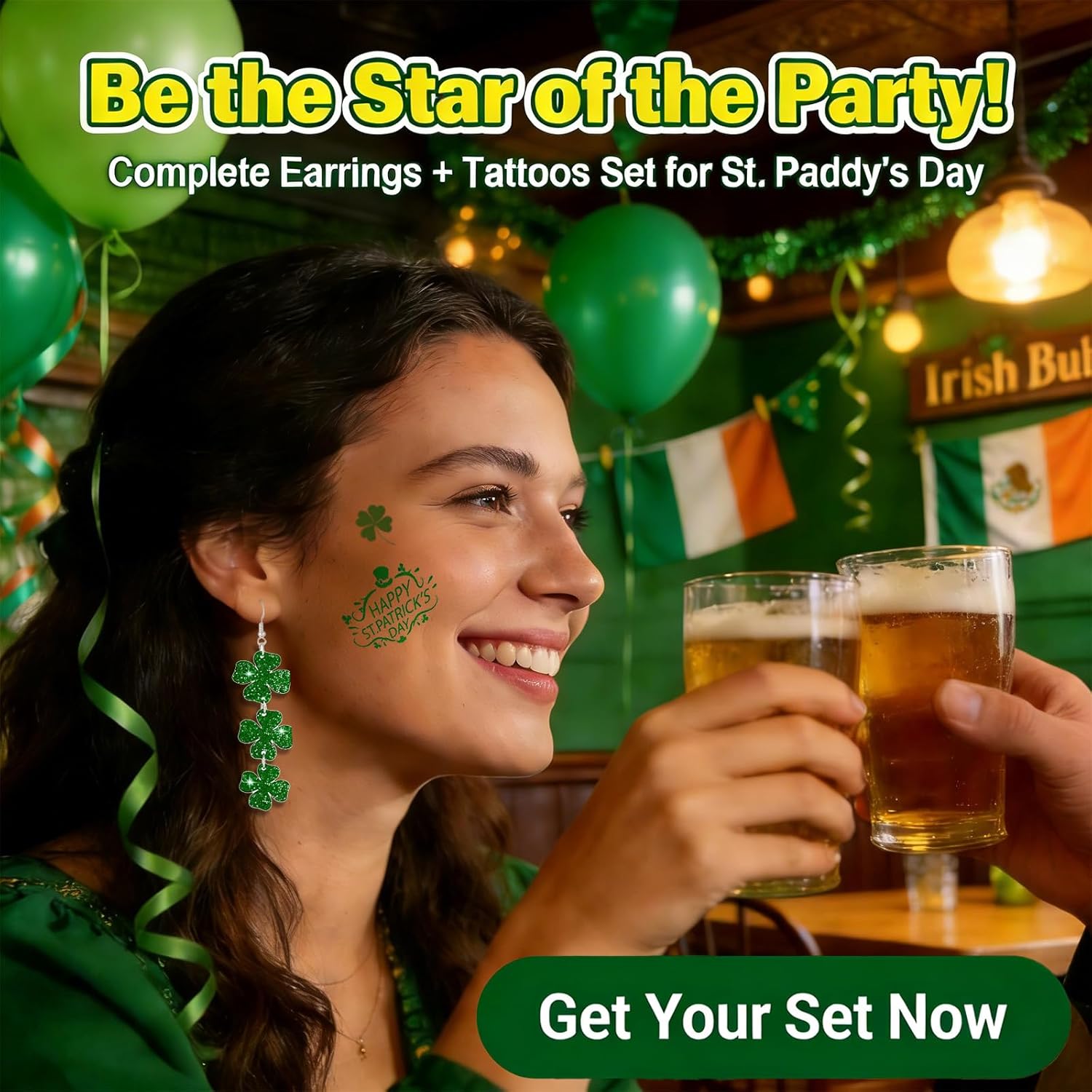St_Patricks_Day_Earrings_&_Tattoos_for_Women,_3_Pairs_Irish_Earrings_+_Shamrock_Temporary_Tattoos_for_Irish_Festival_Party_Celebration,_Green_Saint_Patricks_Day_Shirt_&_Outfits_Accessories_for_Adults