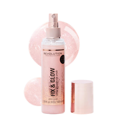 Makeup Revolution Fix &amp;amp; Glow Fixing Spray, Illuminating &amp;amp; Hydrating, Vegan &amp;amp; Cruelty-Free, 3.38 Fl Oz