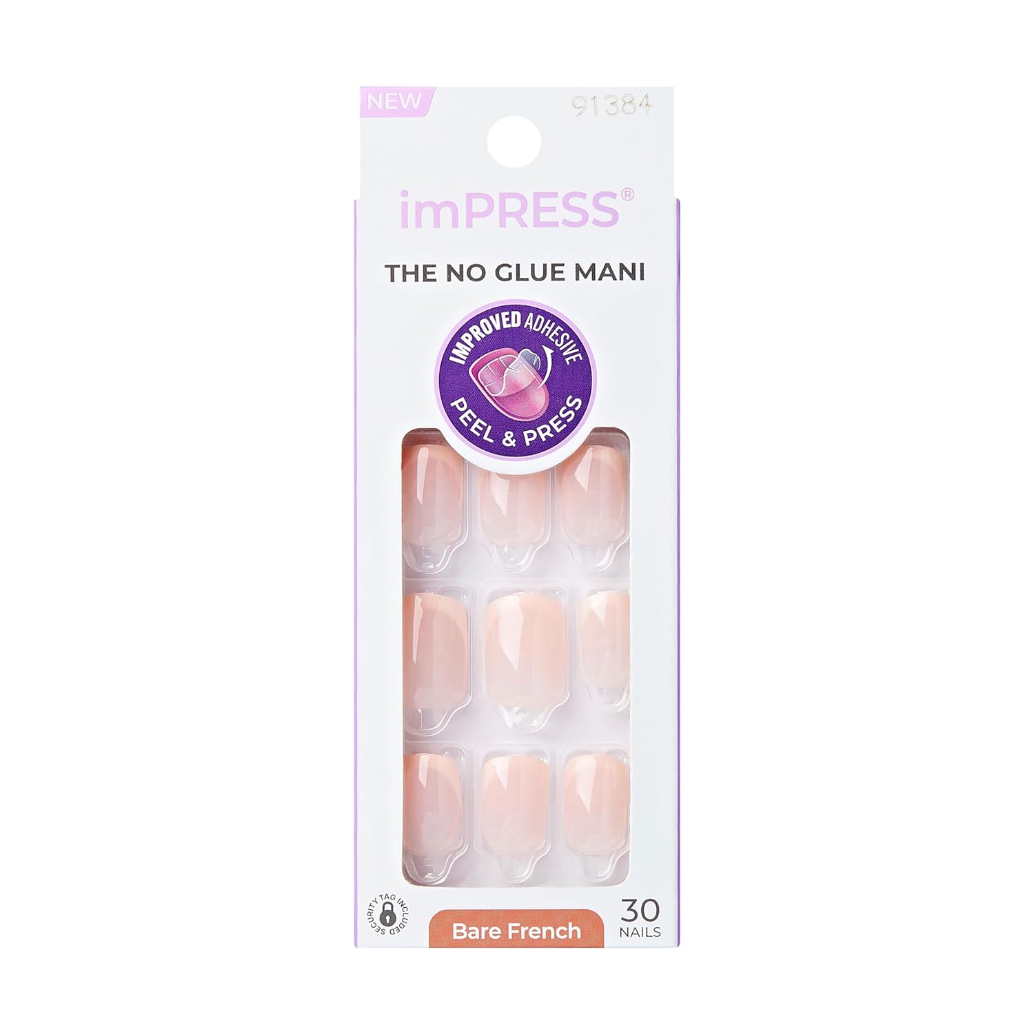 KISS_imPRESS_No_Glue_Mani_Press_On_Nails,_French,_'Heroic',_Light_Neutral_+_White_Tip_French,_Short_Size,_Squoval_Shape,_Includes_30_Nails,_Prep_Pad,_Instructions_Sheet,_1_Manicure_Stick,_1_Mini_File