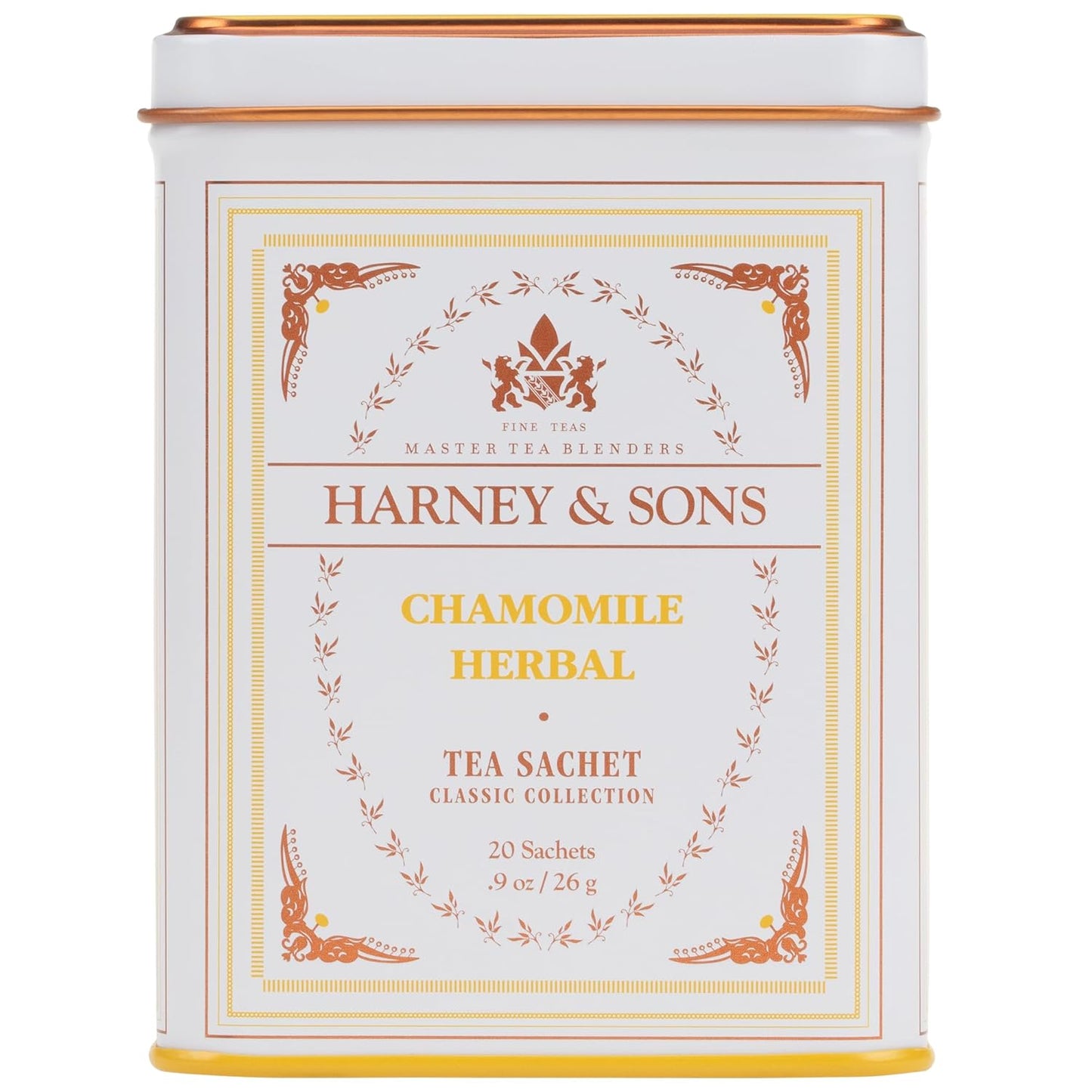 Harney_&_Sons_Chamomile_Herbal_Tea,_Classic_Tin,_20_Sachets,_white