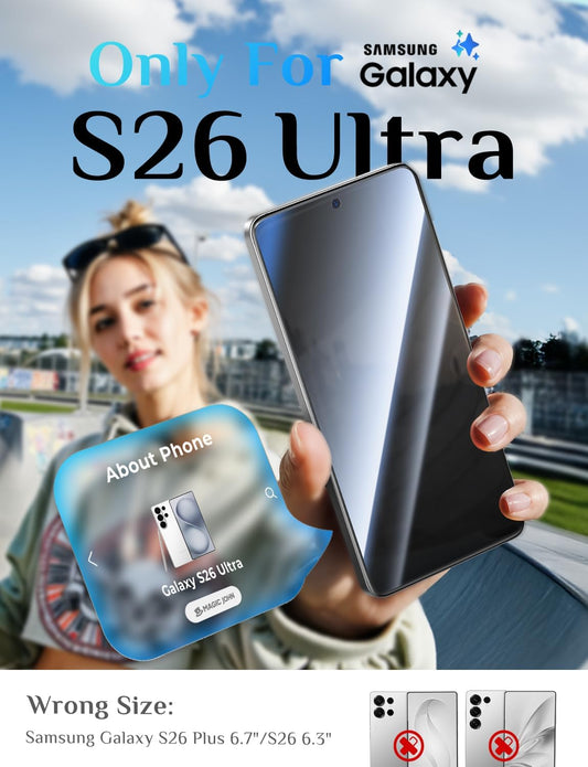 MAGIC_JOHN_for_Samsung_Galaxy_S26_Ultra_Privacy_Screen_Protector_6.9inch,_28°Anti_Spy,_Fast_Easy_Installation,_Tempered_Glass,_Fingerprint_Unlock,_Bubble_Free,_Anti-Scratch,_2_PACK