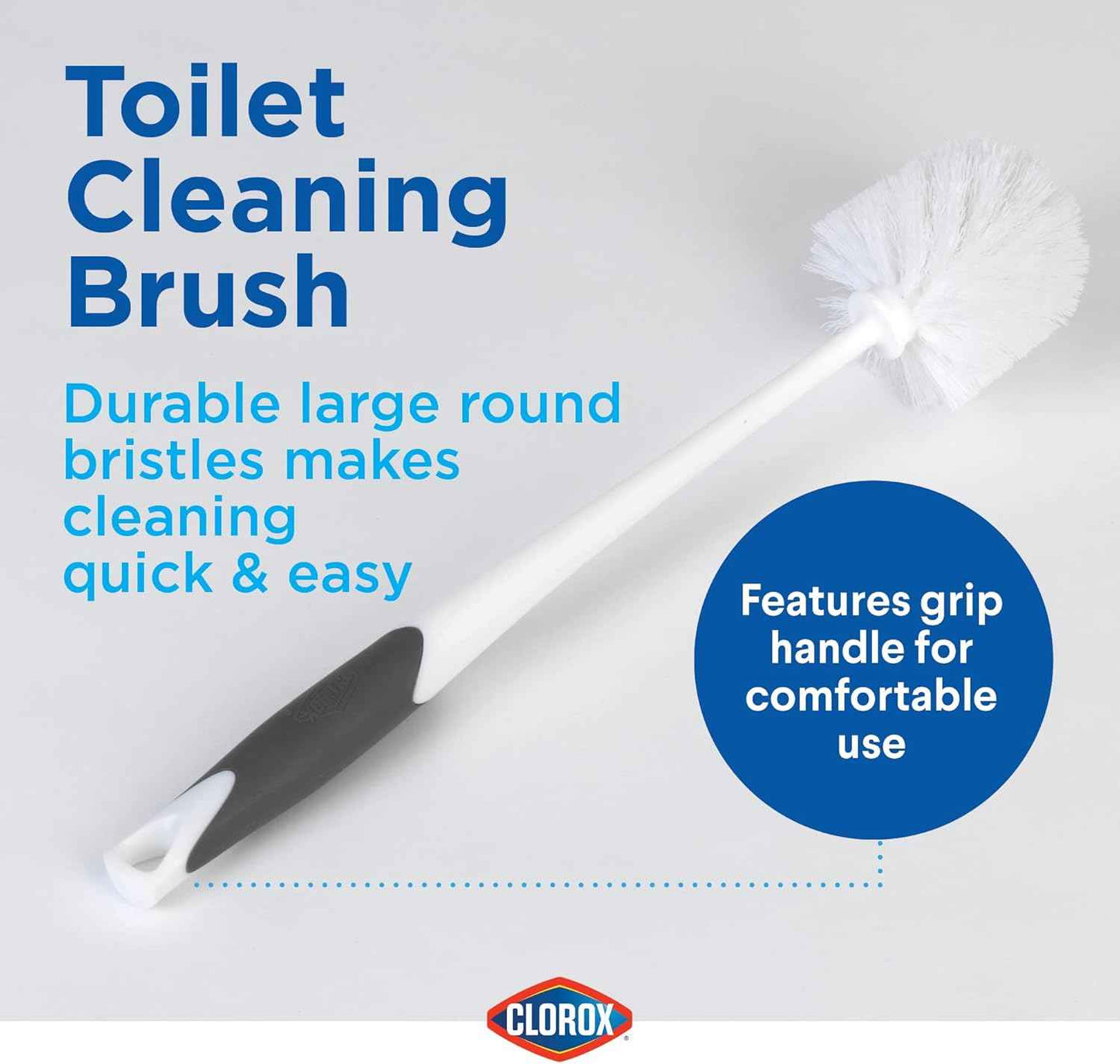 Clorox Toilet Plunger and Bowl Brush Combo with Caddy, 6.75 x 7 x 19.5 in, White/Gray