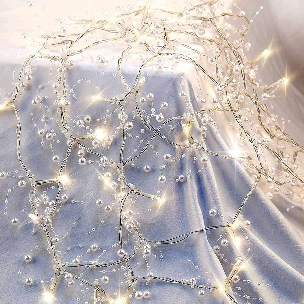 OVV_Christmas_Decorations_13FT_Pearl_Garland_String_Lights_40LED_Festive_Lighted_Berry_Beaded_Indoor_Xmas_Decor_Warm_Lights_for_Bedroom_Mantel_Wedding_Party_Battery_Operated
