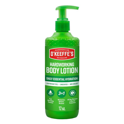 O’Keeffe’s_Hardworking_Body_Lotion,_Daily_Hydration_for_Dry_Skin,_12_oz_Pump_(1_Pack)_Non_Greasy_&_Unscented,_Lightweight_Fast_Absorbing_Formula