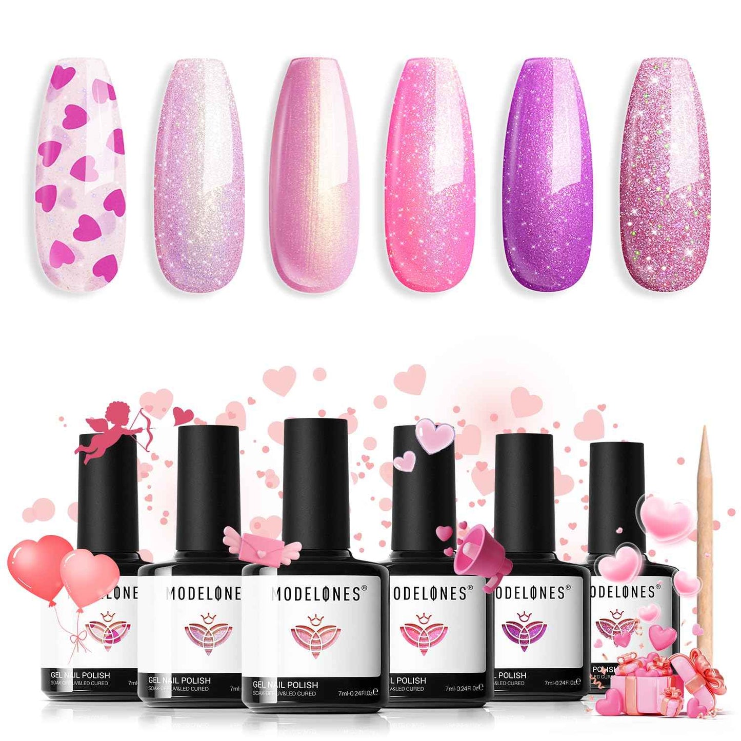 modelones Gel Nail Polish Kit -6 Colors Nude Pink Milky White Spring Gel Polish Set Skin Tones Neutral Brown Soak Off Gel Nail Kit Manicure DIY Nail Art Salon Home Gift
