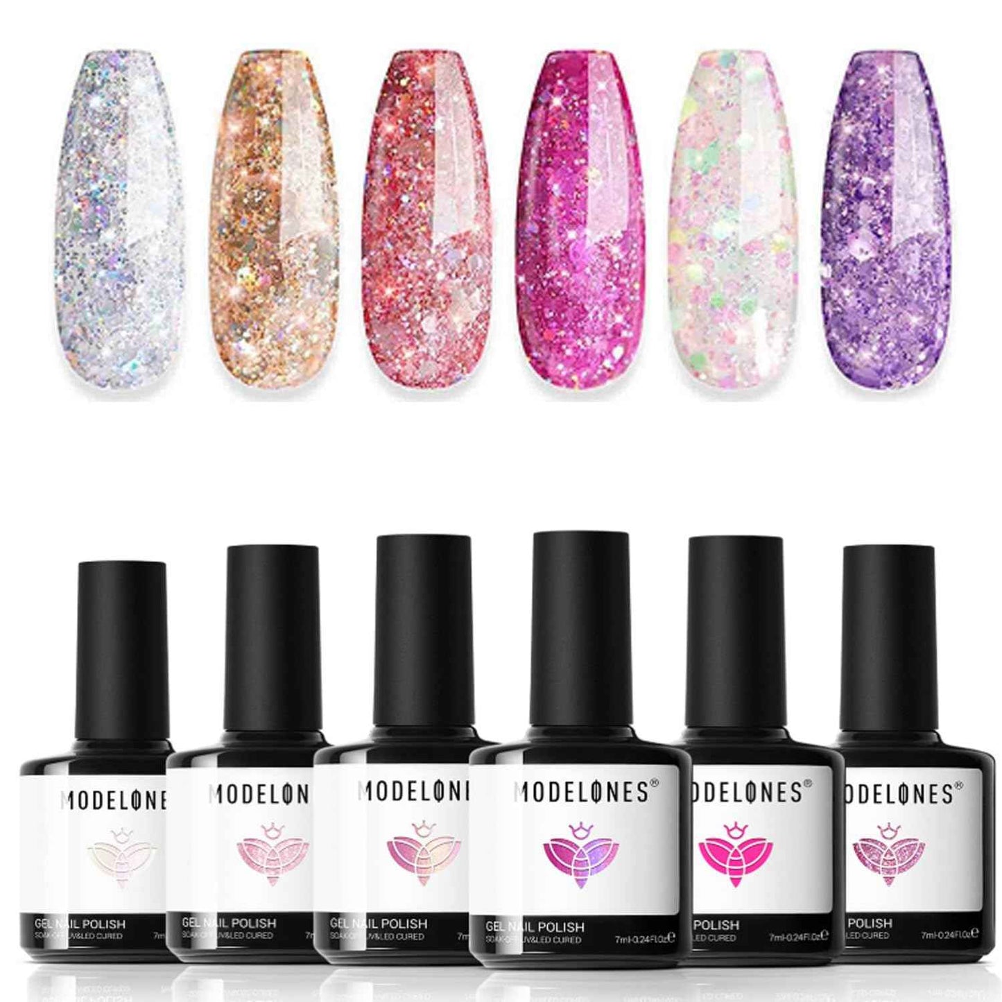modelones Gel Nail Polish Set - 6 Colors Nude Pink Milky White Gel Polish Set Light Neutral Pink Nail Polish Barely Pink Soak Off LED Starter Kit Popular Nail Art DIY Manicure Gifts