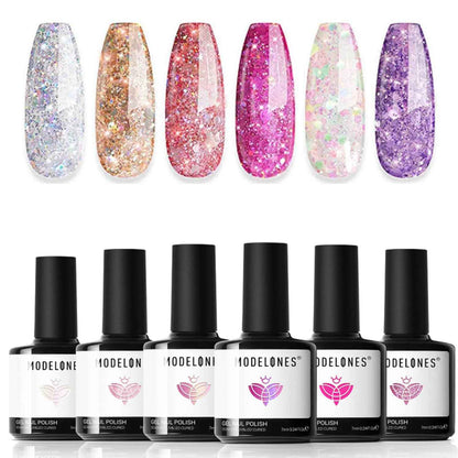 modelones Gel Nail Polish Set - 6 Colors Nude Pink Milky White Gel Polish Set Light Neutral Pink Nail Polish Barely Pink Soak Off LED Starter Kit Popular Nail Art DIY Manicure Gifts