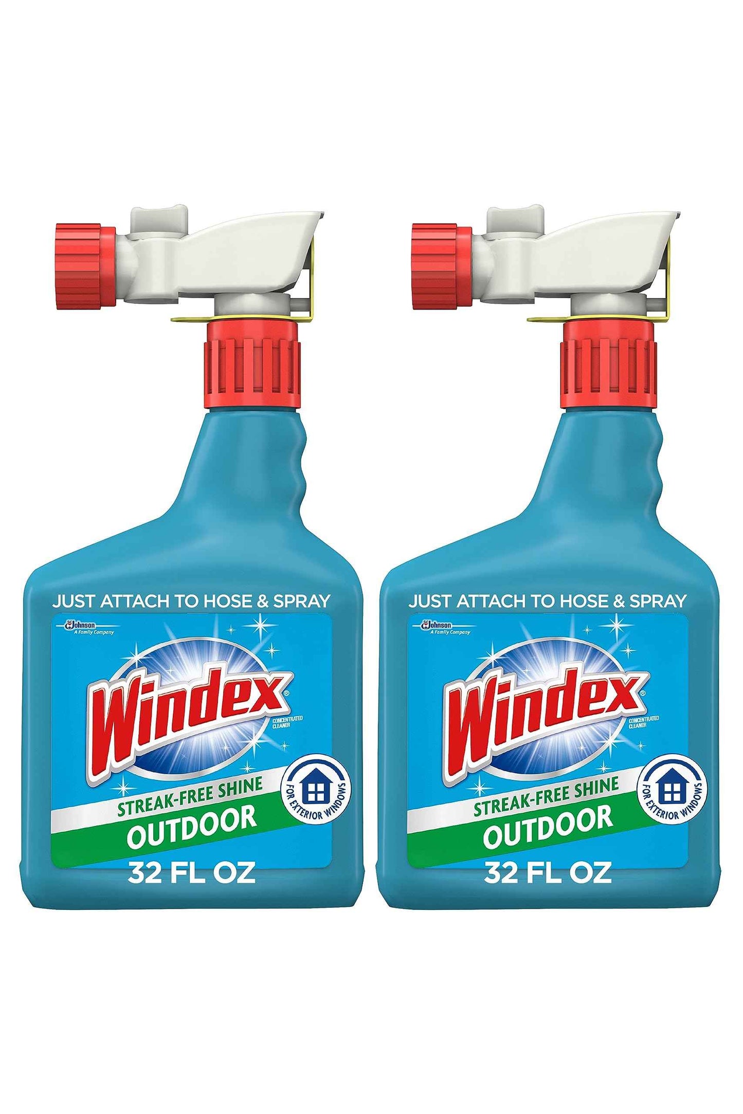 Windex Outdoor Window and Glass Cleaner for Hose Ammonia Free, Concentrated Formula for Deep Outdoor Clean, Patio Cleaner, Compatible With All Hoses, 32 Fl Oz