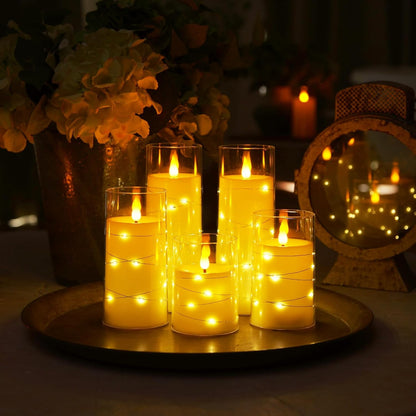 Homemory_Flameless_Candles_with_Embedded_Star_String_Fairy_Lights,_Battery_Operated_Candles,_LED_Candle,_Fake_Candles_with_Remote_Control_and_Timer,_Ivory,_Set_of_5(H4_5"_6"_8"_8")