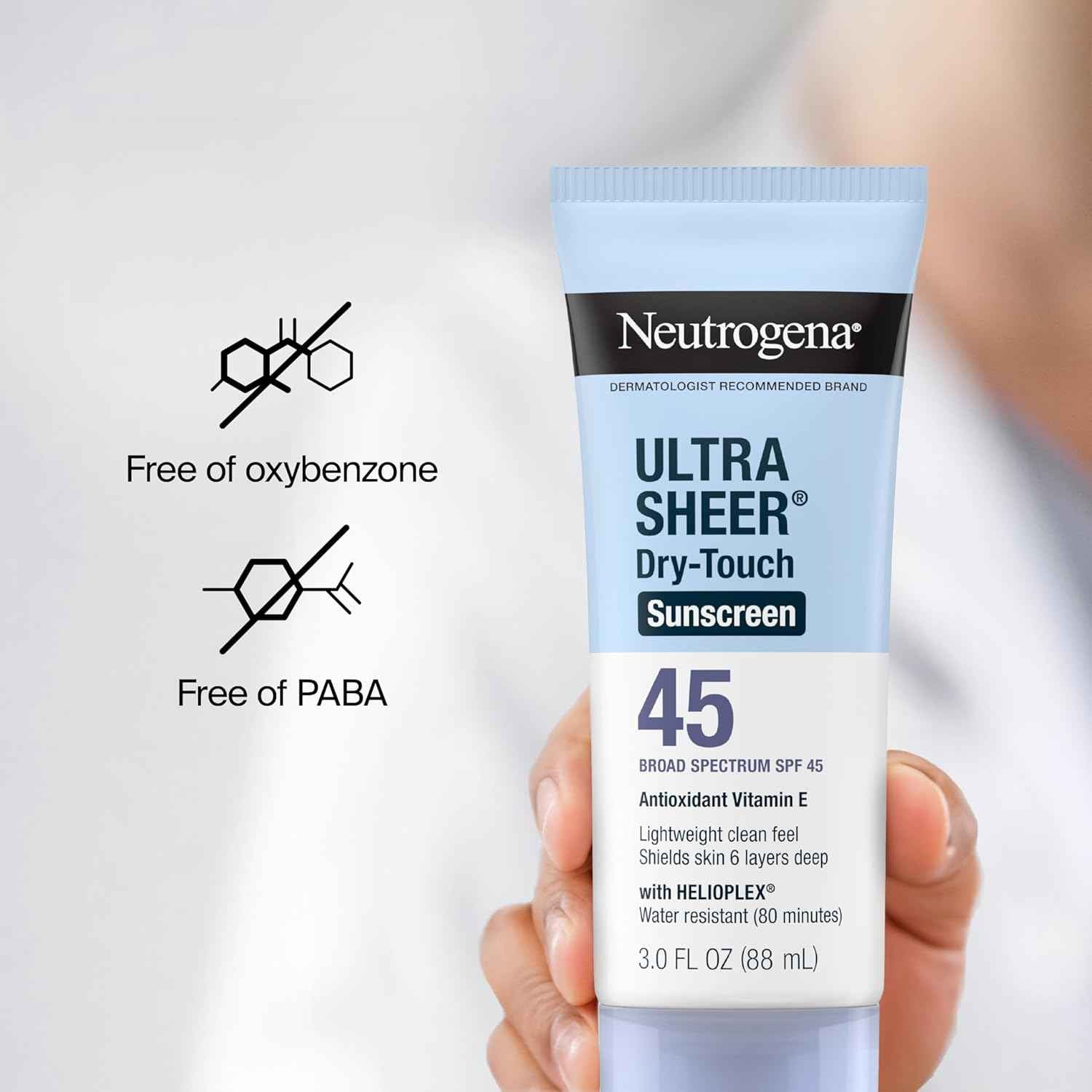 Neutrogena Ultra Sheer Dry-Touch Sunscreen For Face & Body, Broad Spectrum UVA/UVB Protection, Lightweight Water Resistant & Non-Greasy, Travel Size Sunscreen