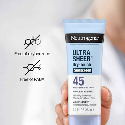Neutrogena Ultra Sheer Dry-Touch Sunscreen For Face & Body, Broad Spectrum UVA/UVB Protection, Lightweight Water Resistant & Non-Greasy, Travel Size Sunscreen