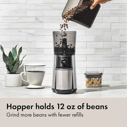 OXO Brew Conical Burr Coffee Grinder, Stainless Steel Burrs, One-Touch Automatic Smart Grind