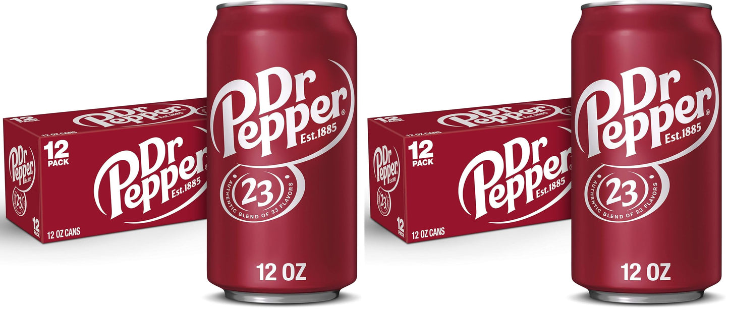 Dr Pepper Soda, 12 fl. oz. | Cans | 12 Pack | Pack of 2