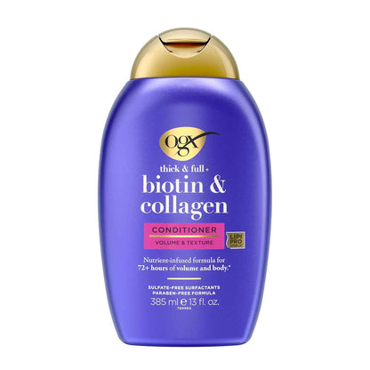 OGX Thick & Full + Biotin & Collagen Volumizing Conditioner, Nutrient-Infused Conditioner with Vitamin B7 Biotin Gives Hair Volume & Body for 72+ Hours, Sulfate-Free Surfactants