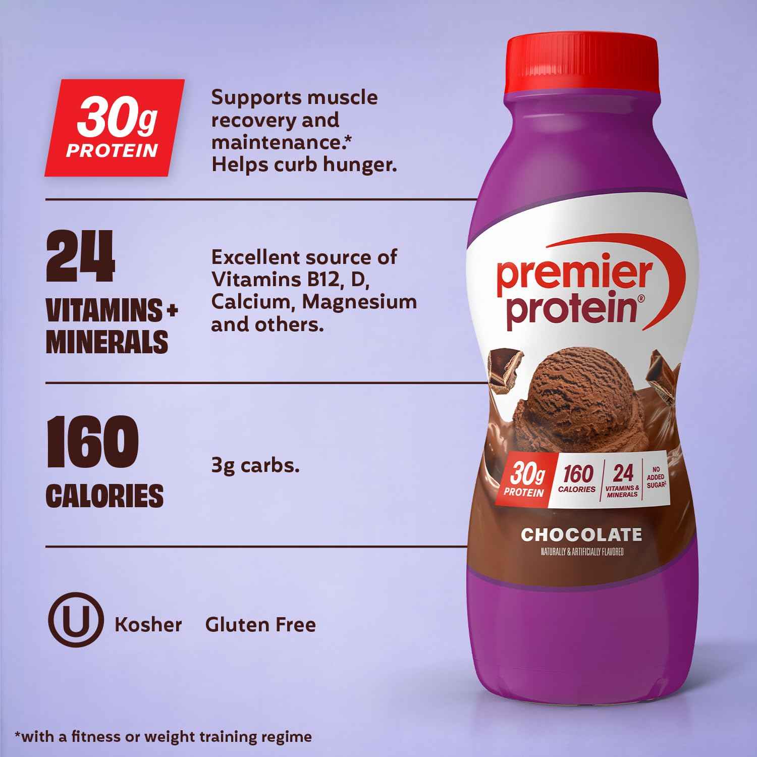Premier Protein Shake, 30g Protein, No Added Sugar, 24 Vitamins & Minerals to Support Immune Health, 11.5 fl oz
