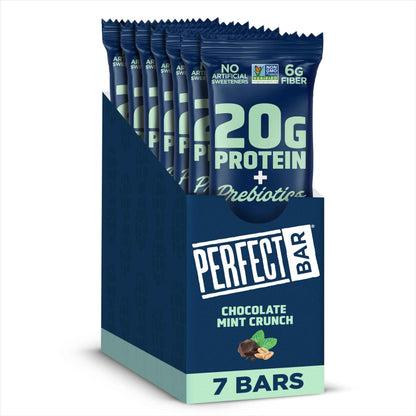 Perfect Bar Protein + Prebiotics, 20g Protein, Grass-Fed Whey, 6g Fiber With 3g Prebiotics, Gluten-Free, Non-GMO, 2.4 Ounce Bar, 7 Count
