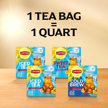 Lipton Unsweetened Iced Tea Bags, Family Size Zero Calories