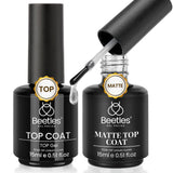 beetles Gel Polish No Wipe Top Coat Gel Nail Polish High Gloss Shiny Long-Lasting Clear Gel Top Coat, Soak Off Nail Lamp, Spring Nails Home DIY Manicure and Nail Salon Gifts for Women