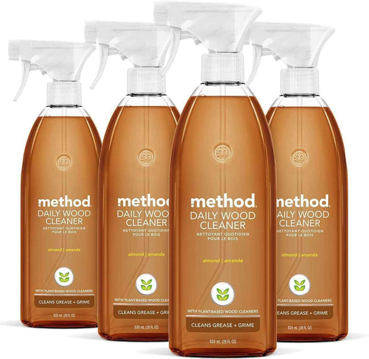 Method Daily Hardwood Cleaner, Almond, Cleans Shelves, Tables and Other Wooden Surfaces While Removing Dust & Grime, 28 Fl Oz