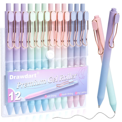 Drawdart Smooth Writing Pens, 12 Pcs No Bleed &amp;amp; Smear, Black Ink Fine Point (0.5mm), Retractable Aesthetic Journaling Pens for Women &amp;amp; Men