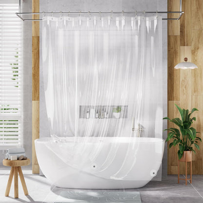AmazerBath_Shower_Curtain_Liner,_72x72_Clear_Shower_Curtain_Liner,_Waterproof_Plastic_Shower_Liner,_Cute_Lightweight_PEVA_Shower_Curtain_for_Bathroom_with_3_Magnets_and_12_Rustproof_Metal_Grommets