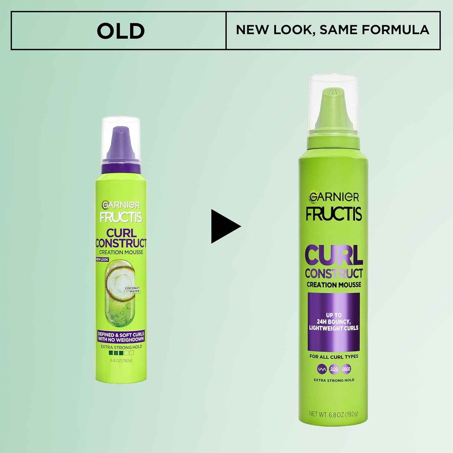 Garnier Fructis Curl Construct Creation Mousse, Curl Activator Provides Frizz Control, Long-Lasting Hold, and No Weigh-Down for Curly, Wavy, and Coily Hair
