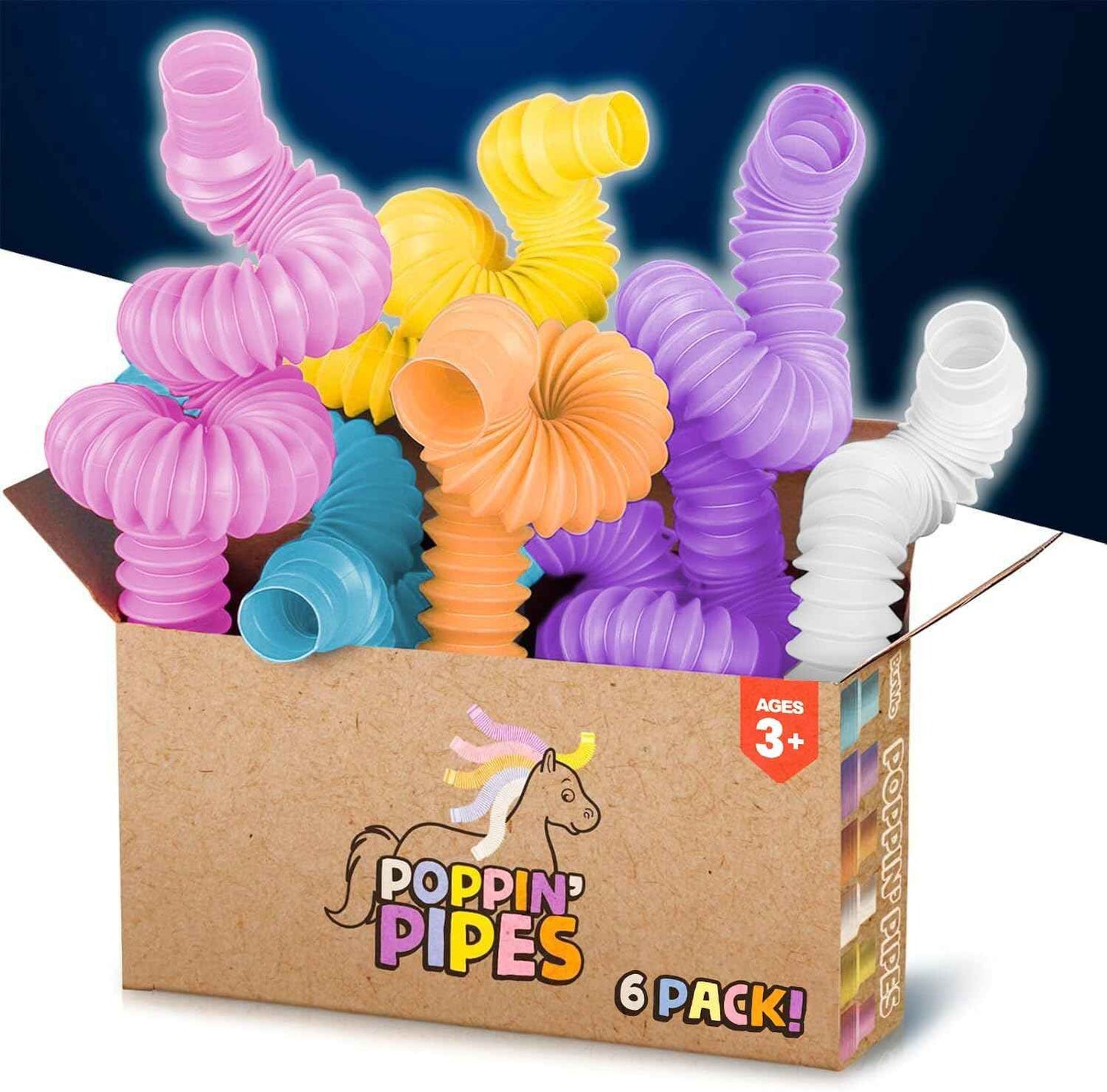 BUNMO Easter Basket Stuffers - Pop Tubes - Fidget Sensory Toys - Creative Learning - Hours of Fun for Kids - Easter Basket Stuffers for Toddler- Tons of Ways to Play - Non-Mouthable 3+
