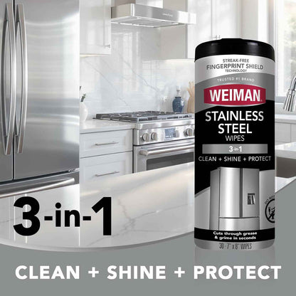 Weiman Stainless Steel Cleaner, Anti-Fingerprint, Removes Grease, Water Spots, Streaks & Residue, Polishing Cleaner Safe for Appliances, Chrome, Sinks & Grill Exteriors