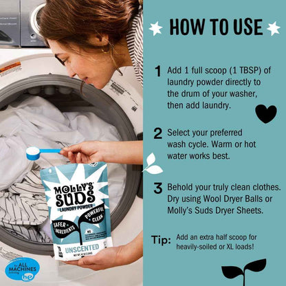 Molly's Suds Original Laundry Detergent Powder | Clean Laundry Detergent Powder for Sensitive Skin | Simple, Effective Ingredients, Stain Fighting