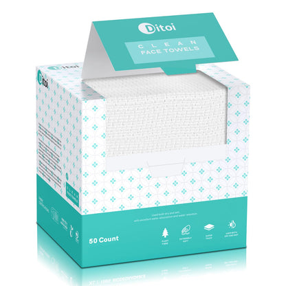 Face Towels, 10&amp;#34;×12&amp;#34; Disposable Face Towel, Face Towelettes XL, Ultra Soft Makeup Remover Dry Wipes, Thick Face Towel for Sensitive Skin, 50 Count (1 Pack)