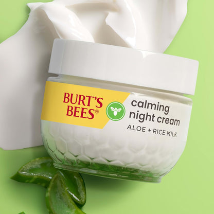 Burt's_Bees_Calming_Night_Cream_With_Aloe_and_Rice_Milk,_Face_Moisturizer_For_Sensitive_Skin_Infuses_Skin_With_Moisture_While_You_Sleep,_98.8_Percent_Natural_Origin_Skin_Care,_1.8_oz._Tub