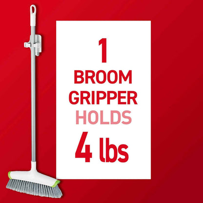 Command Broom Grippers, Damage-Free Mop and Broom Holder Wall Mount, Household Cleaning Tool Organizer for Kitchen, Laundry Room, Closet, Holds up to 4 lb