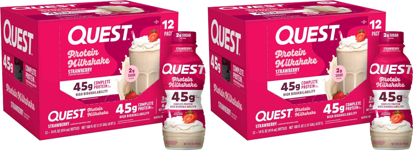 Quest Nutrition Protein Shake, 45g Protein, 2g Sugar, 4g Net Carbs, Ready to Drink, Gluten Free