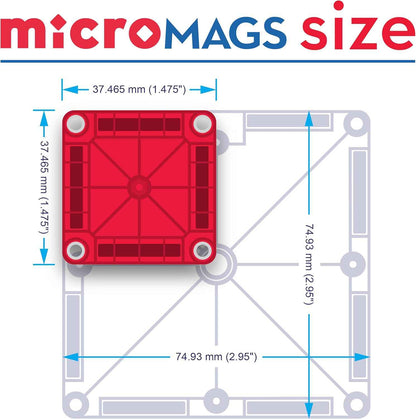 Magna-Tiles microMAGS 26-Piece Travel Magnetic Construction Set – Bold Colors, The Magnetic Building Brand