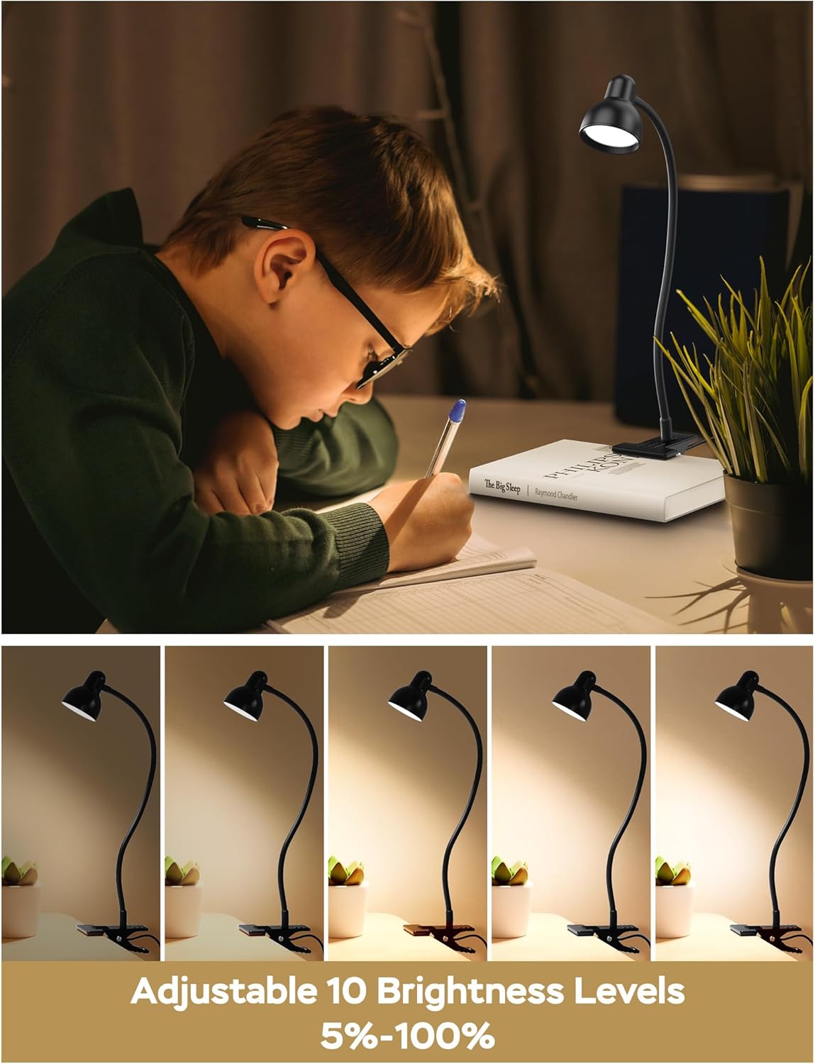 Clip-on_Reading_Light_-_3_Color_Modes,_10_Dimmable_Brightness,_Eye_Care_Clamp_Desk_Lamp_with_Flexible_Gooseneck_for_Reading_in_Bed,_Desk,_Headboard,_Computer