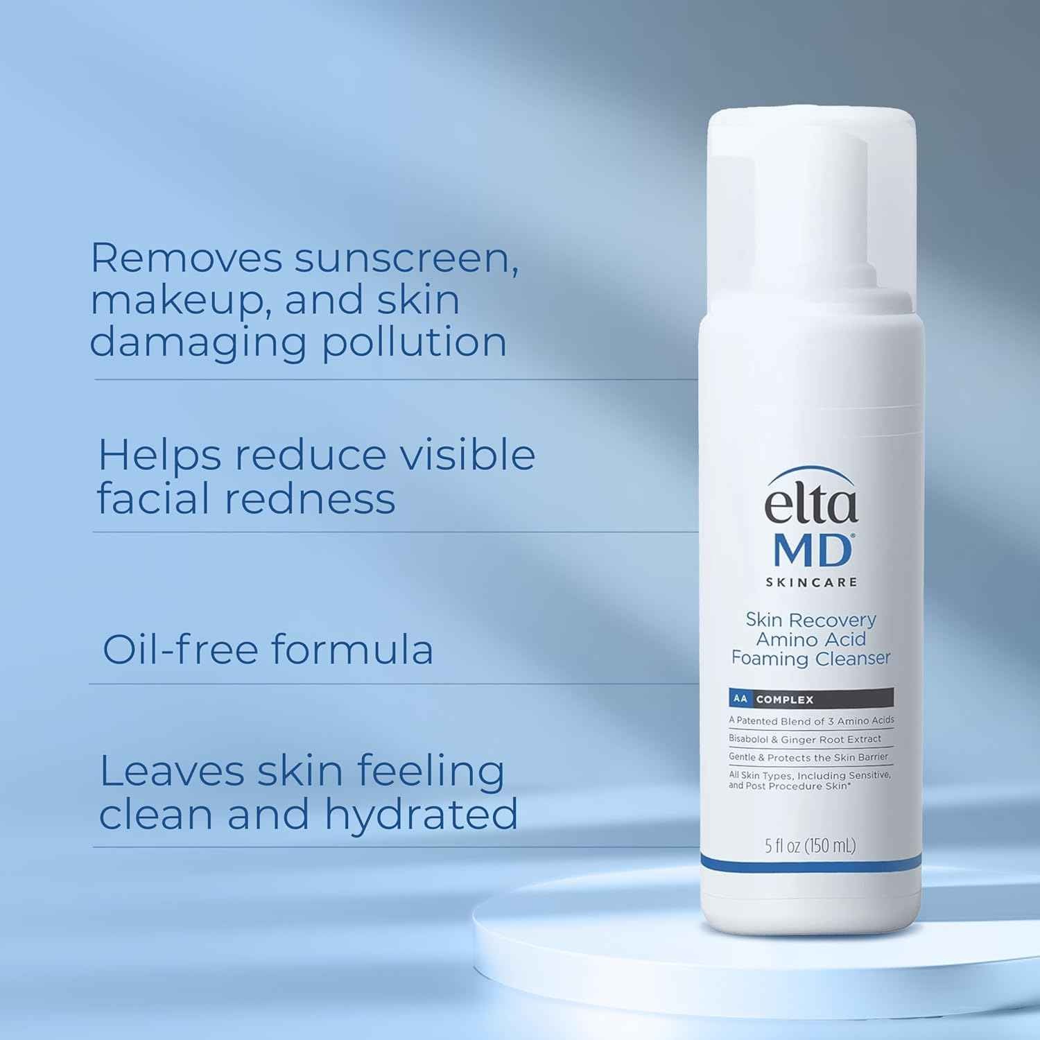EltaMD Skin Recovery Amino Acid Foaming Facial Cleanser, Gentle Face Cleanser for Sensitive Skin and Post-Procedure Skin