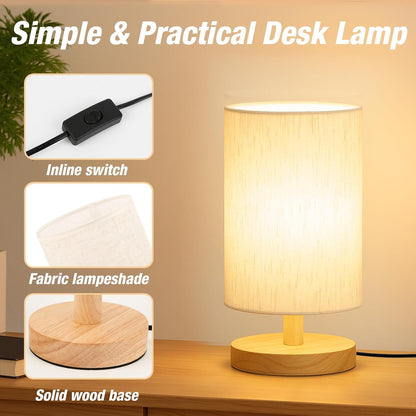 Desk_Lamp_LED_Bulb_Included,_Small_Bedside_Table_Lamp_Plug-in_-_Classic_Wood_Base_with_Flaxen_Fabric_Shade,_Lamps_for_Night_Stands,_Simple_Nightstand_Light_for_Bedroom,_Office,_Desk