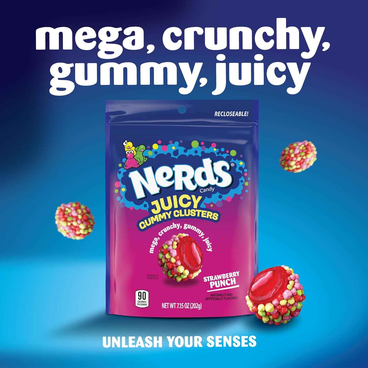 NERDS Juicy Gummy Clusters, Juicy and Gummy Candy, 1 Stand Up Bag, for Snacking and Sharing, 7.15 oz