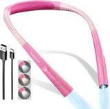 Glocusent Book Light, 3-Color & 6-Brightness Reading Light, Bendable Neck Light, 80-hr Lasting Rechargeable Lamp, Perfect Book Light for Reading in Bed, Knitting, Camping, Repairing, Book Lovers Gifts