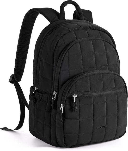 BAGSMART_College_Laptop_Backpack,_Travel_Backpack_for_Women,_Quilted_Casual_Daypack,_Water-Resistant_Bookbag_for_15.6_Inch_Laptop,_Black
