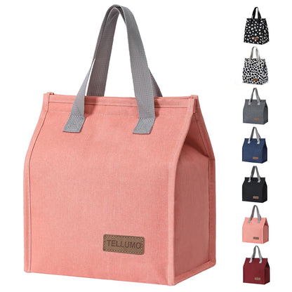 TELLUMO Lunch bag, Insulated Lunch Bag for Women Men Large Lunch Box Container Reusable Leakproof Tote for Office, Work, School, Beach or Travel (Pink)