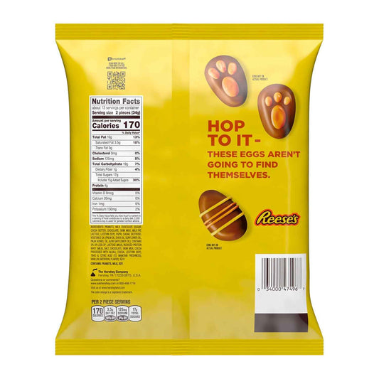 REESE'S Milk Chocolate Snack Size Peanut Butter Eggs, Easter Basket Easter Candy Bag, 15 oz