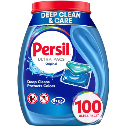 Persil Ultra Pacs Original Everyday Clean Laundry Detergent, No Mess, Single-Dose Laundry Soap, Deep Clean Fabric Care for Colors & Whites, All Water Temperatures, HE Safe