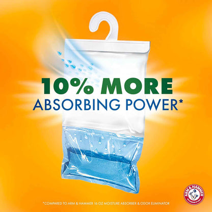 Arm & Hammer Essentials Hanging Moisture Absorber and Odor Eliminator, 17.5 oz., 3 Pack, Moisture Absorbers for Closets, Laundry Rooms and Bedrooms, Long-Lasting Freshness