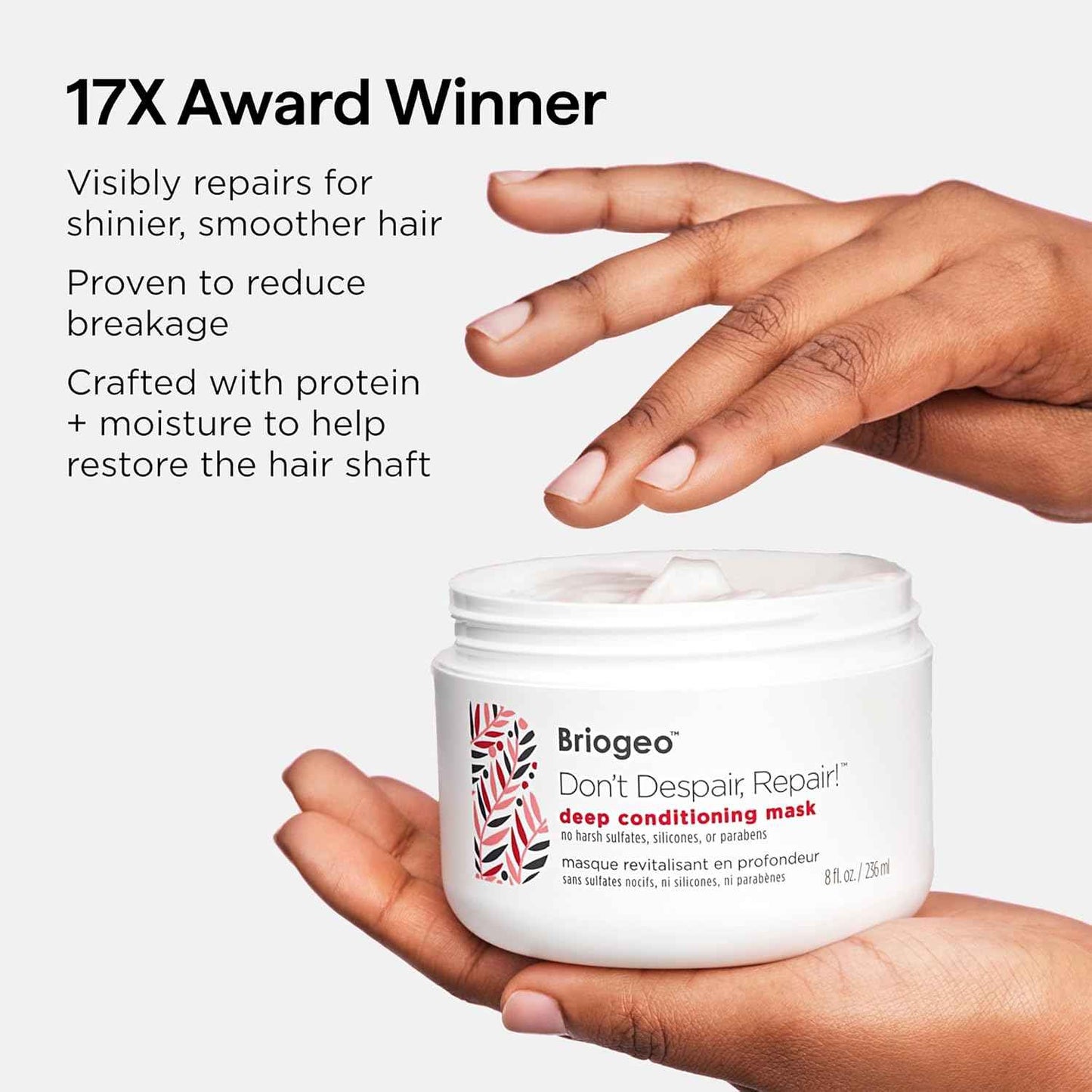 Briogeo Don't Despair, Repair! Deep Conditioning Mask | Protein + Moisture Balance Conditioner for Dry, Damaged, Color-Treated Strands | Vegan & Cruelty-Free
