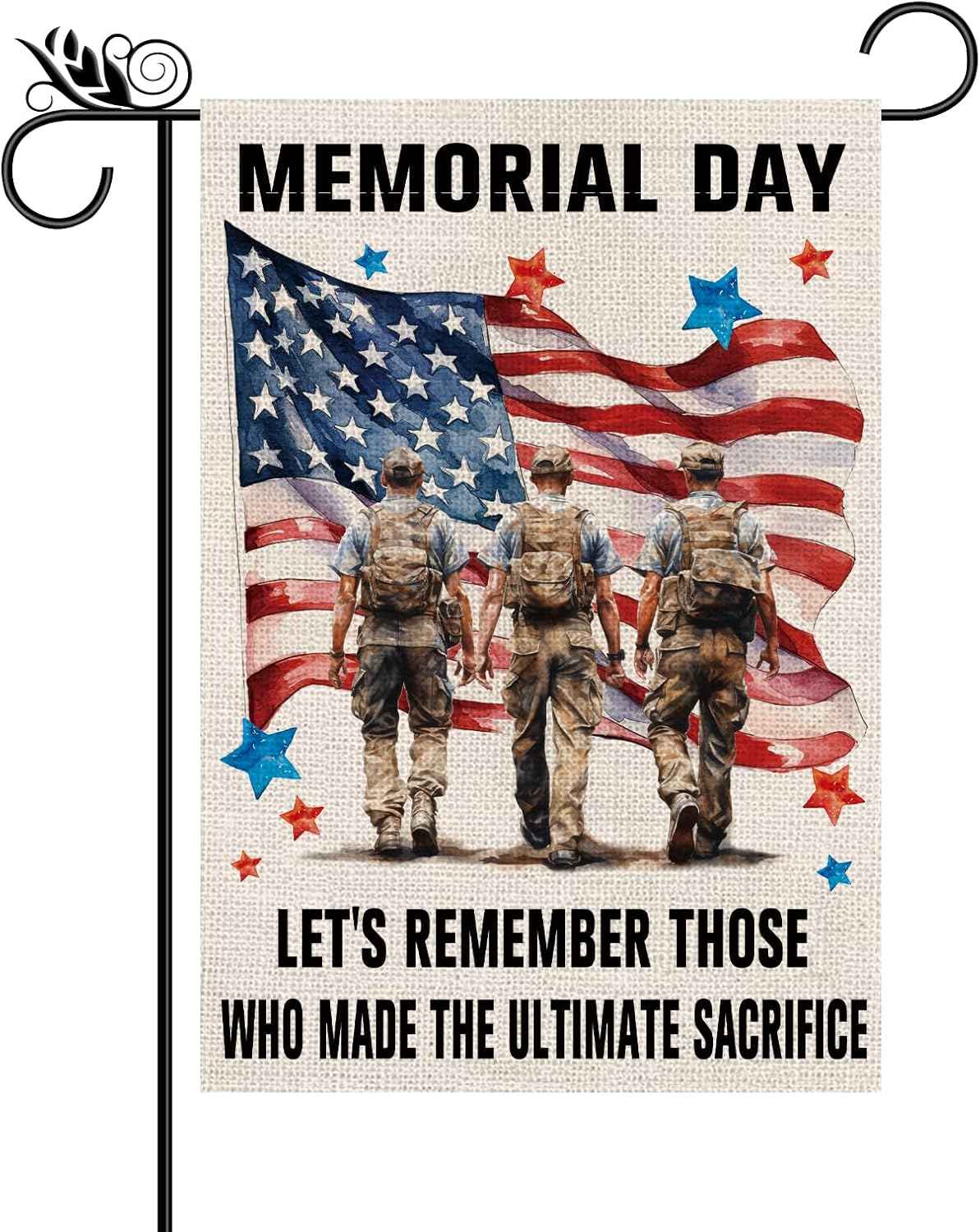 Memorial Day Garden Flag Patriotic 4th of July Stars and Stripes Veterans American Patriotic Vertical Double Sided Yard Outdoor Decor 12.5x18 Inch