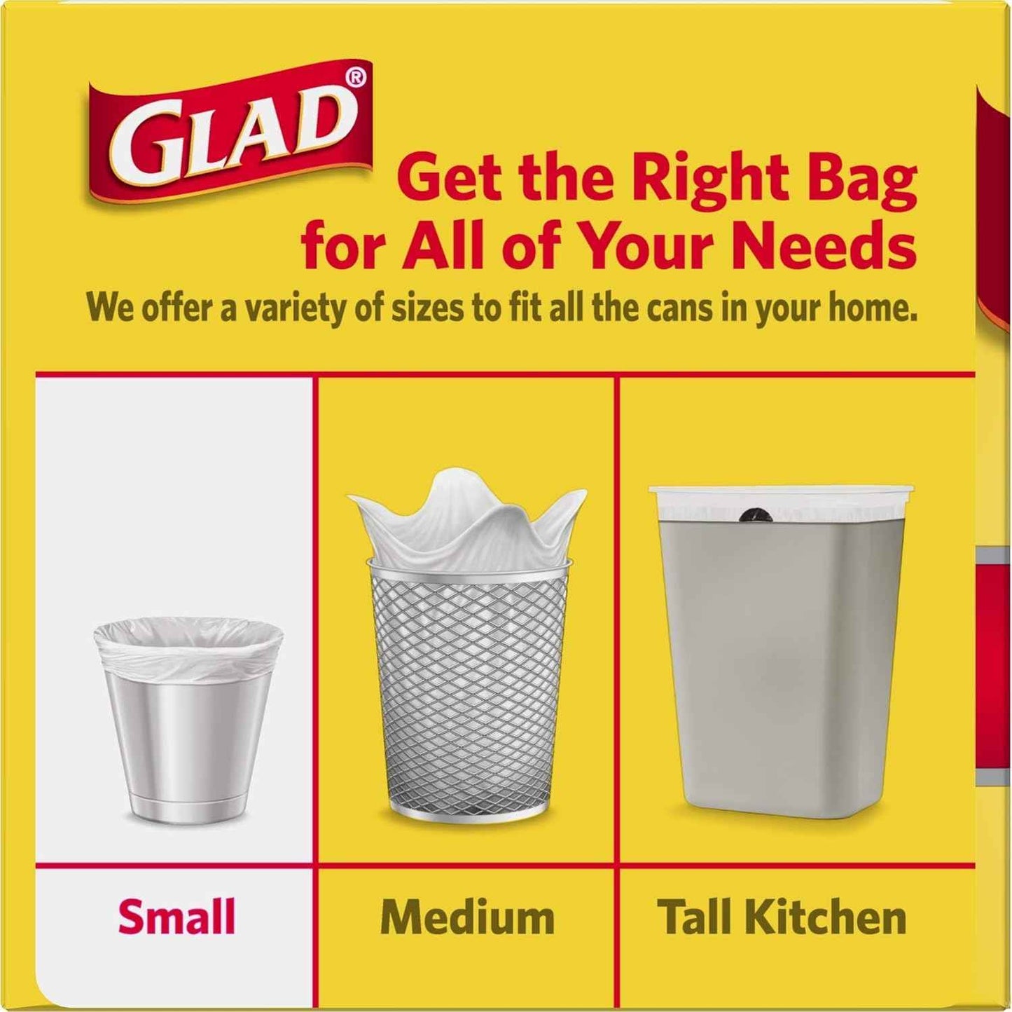 Glad Trash Bags, Small Garbage Bags - 4 Gallon White Trash Bag - 30 Count