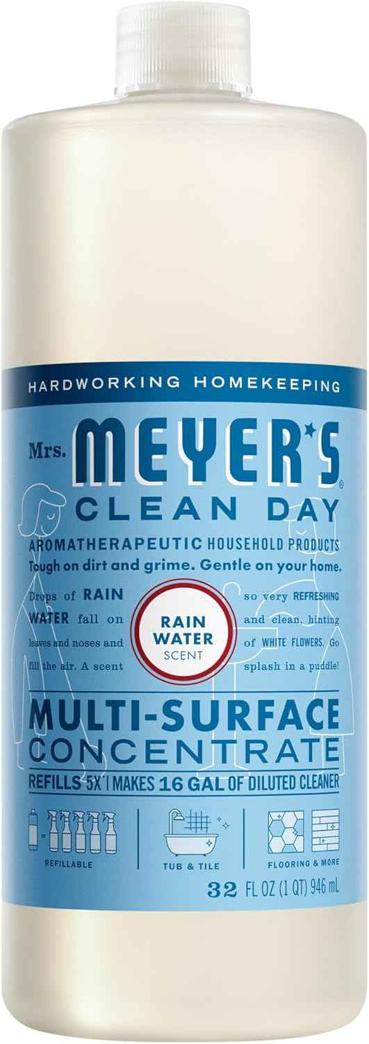 Mrs. MEYER'S CLEAN DAY Multi-Surface Everyday Concentrate, Rain Water Scent, 32 Fl Oz Bottle